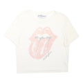 THE ROLLING STONES Womens White Pink Graphic T-Shirt M Short Sleeve Crew Neck