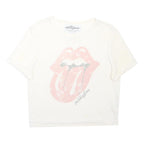THE ROLLING STONES Womens White Pink Graphic T-Shirt M Short Sleeve Crew Neck