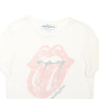THE ROLLING STONES Womens White Pink Graphic T-Shirt M Short Sleeve Crew Neck