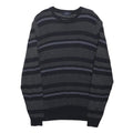 BLUE HARBOUR Mens Black & Grey Patterned Cotton Blend Jumper Crew Neck Regular