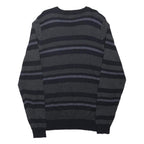 BLUE HARBOUR Mens Black & Grey Patterned Cotton Blend Jumper Crew Neck Regular