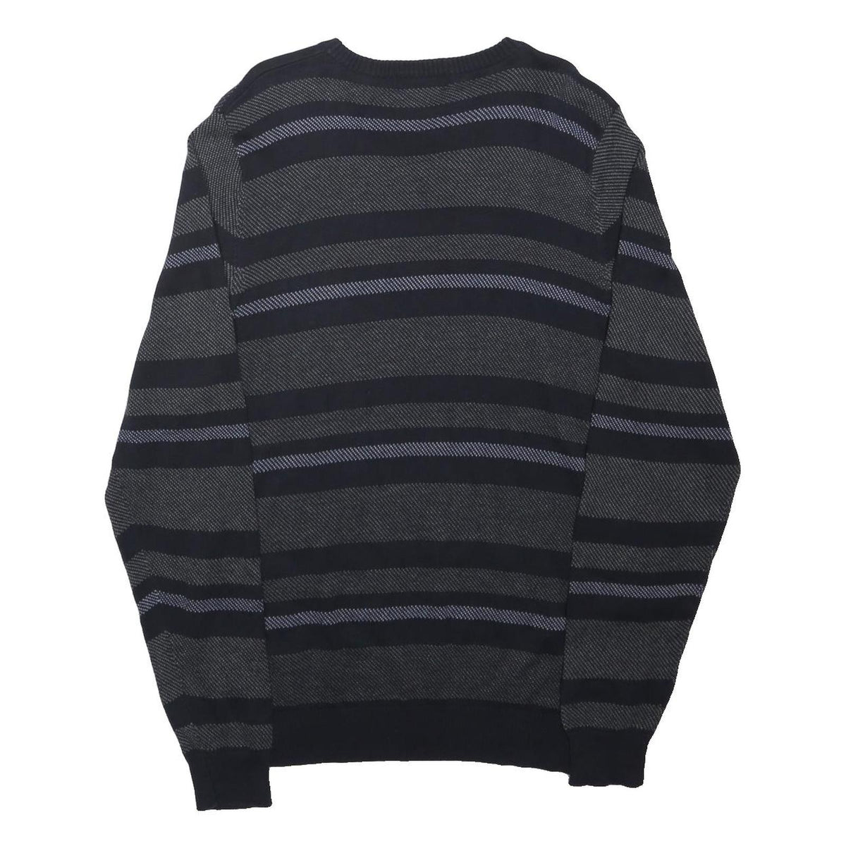 BLUE HARBOUR Mens Black & Grey Patterned Cotton Blend Jumper Crew Neck Regular