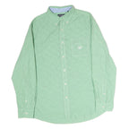 CHAPS Mens Green & White Check Shirt L Button-Down Collar Long Sleeve Cotton