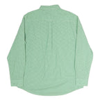 CHAPS Mens Green & White Check Shirt L Button-Down Collar Long Sleeve Cotton