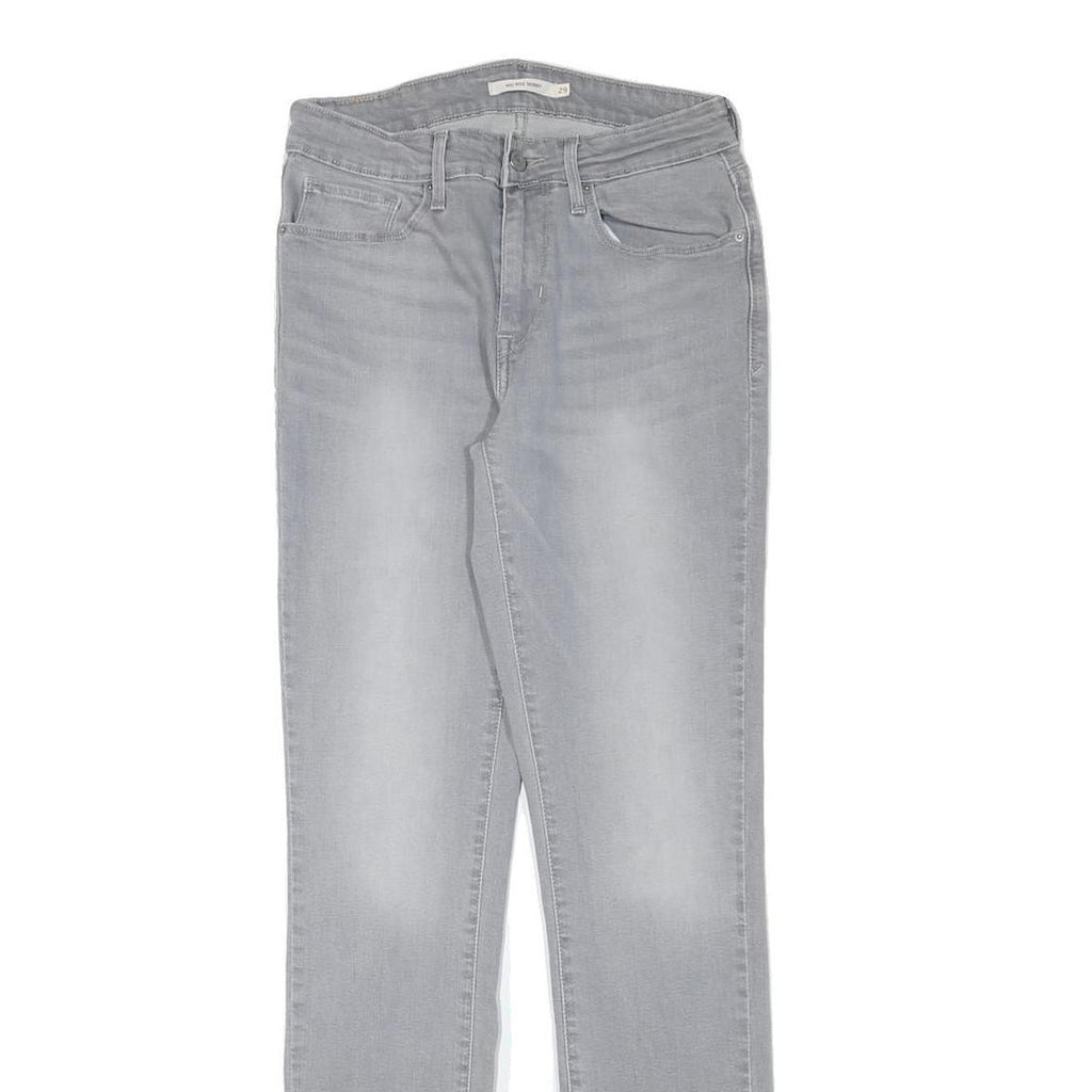 LEVI'S Womens Slim Grey Denim Light Wash Jeans W26 L30 Straight Cotton Blend Zip