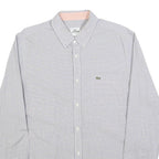 LACOSTE Mens White & Blue Checked Shirt M Button Down Collar Long Sleeve Cotton