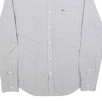 LACOSTE Mens White & Blue Checked Shirt M Button Down Collar Long Sleeve Cotton