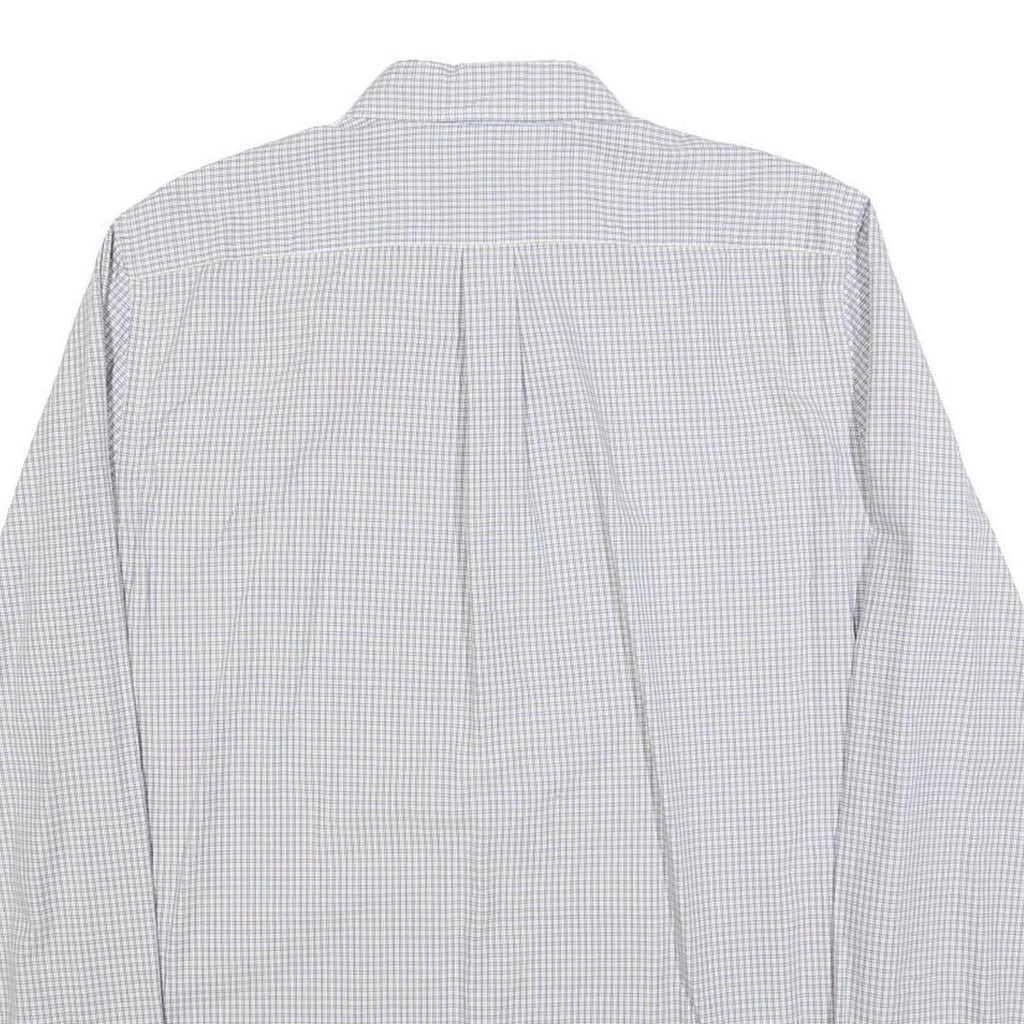 LACOSTE Mens White & Blue Checked Shirt M Button Down Collar Long Sleeve Cotton