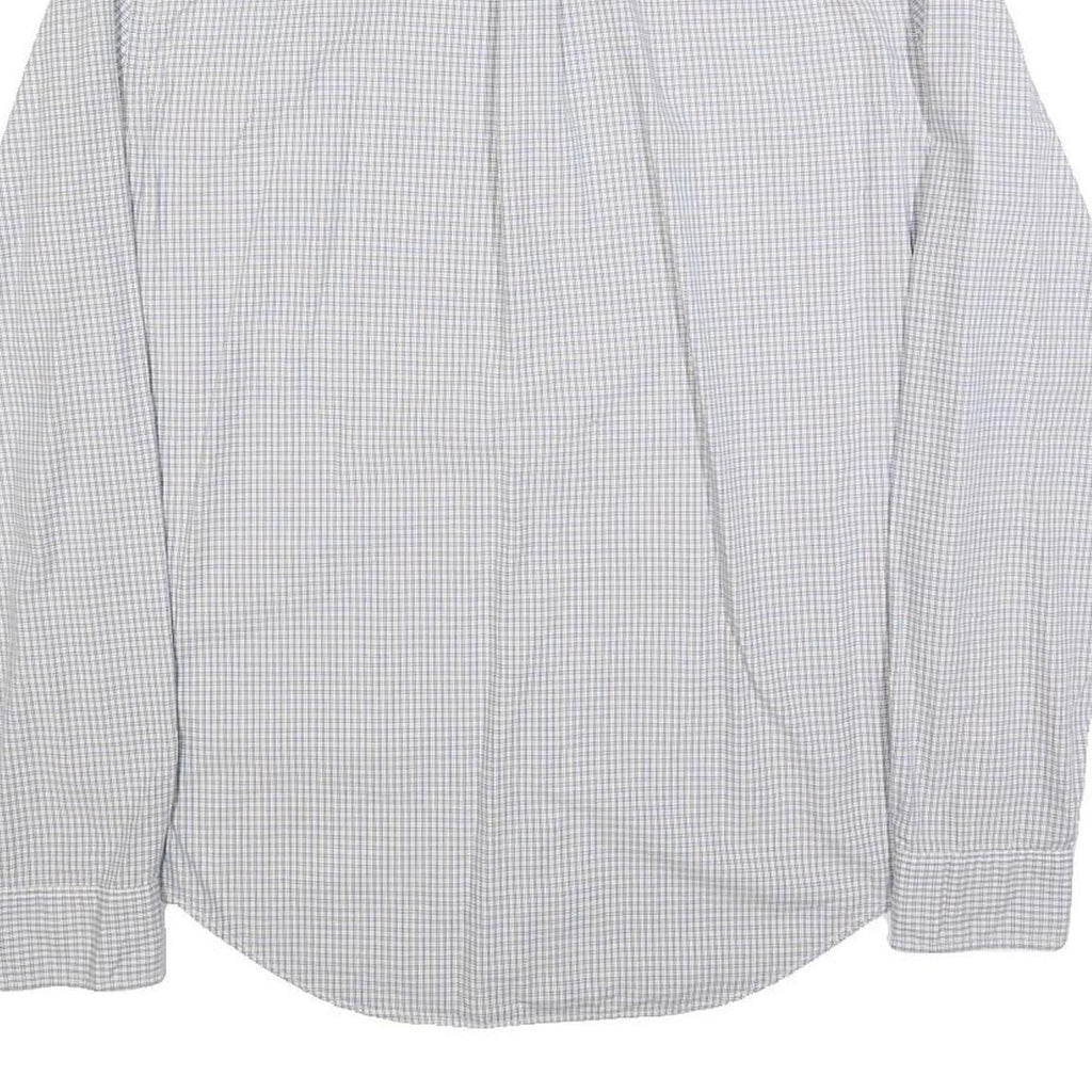 LACOSTE Mens White & Blue Checked Shirt M Button Down Collar Long Sleeve Cotton