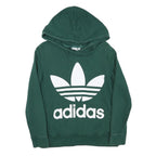 ADIDAS Womens Green Hoodie UK 6 Cotton Blend Pullover Classic Logo Sweatshirt