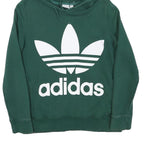 ADIDAS Womens Green Hoodie UK 6 Cotton Blend Pullover Classic Logo Sweatshirt