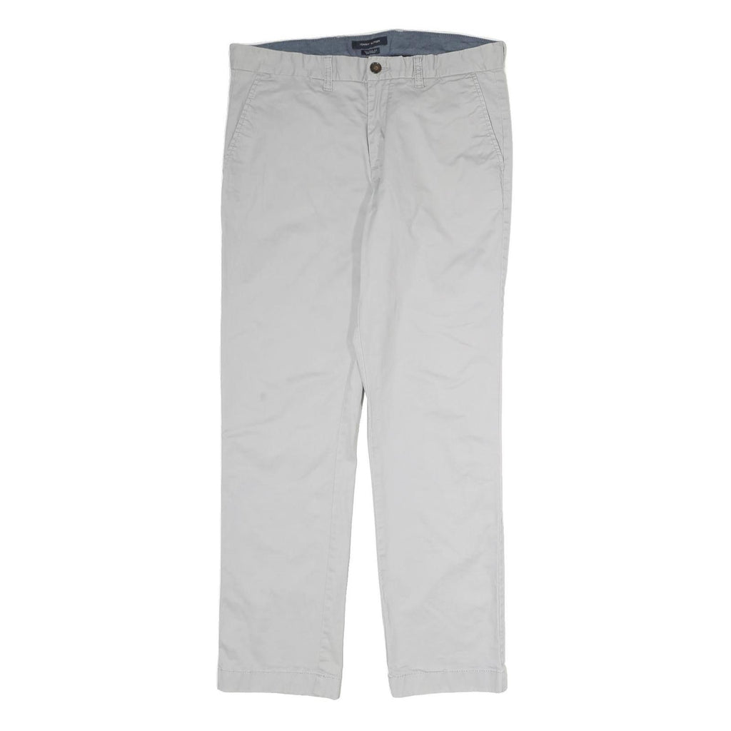 TOMMY HILFIGER Mens Cotton Beige Regular Straight Trousers W34 L31 Casual Wear