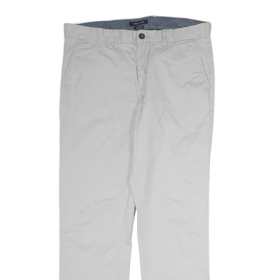 TOMMY HILFIGER Mens Cotton Beige Regular Straight Trousers W34 L31 Casual Wear