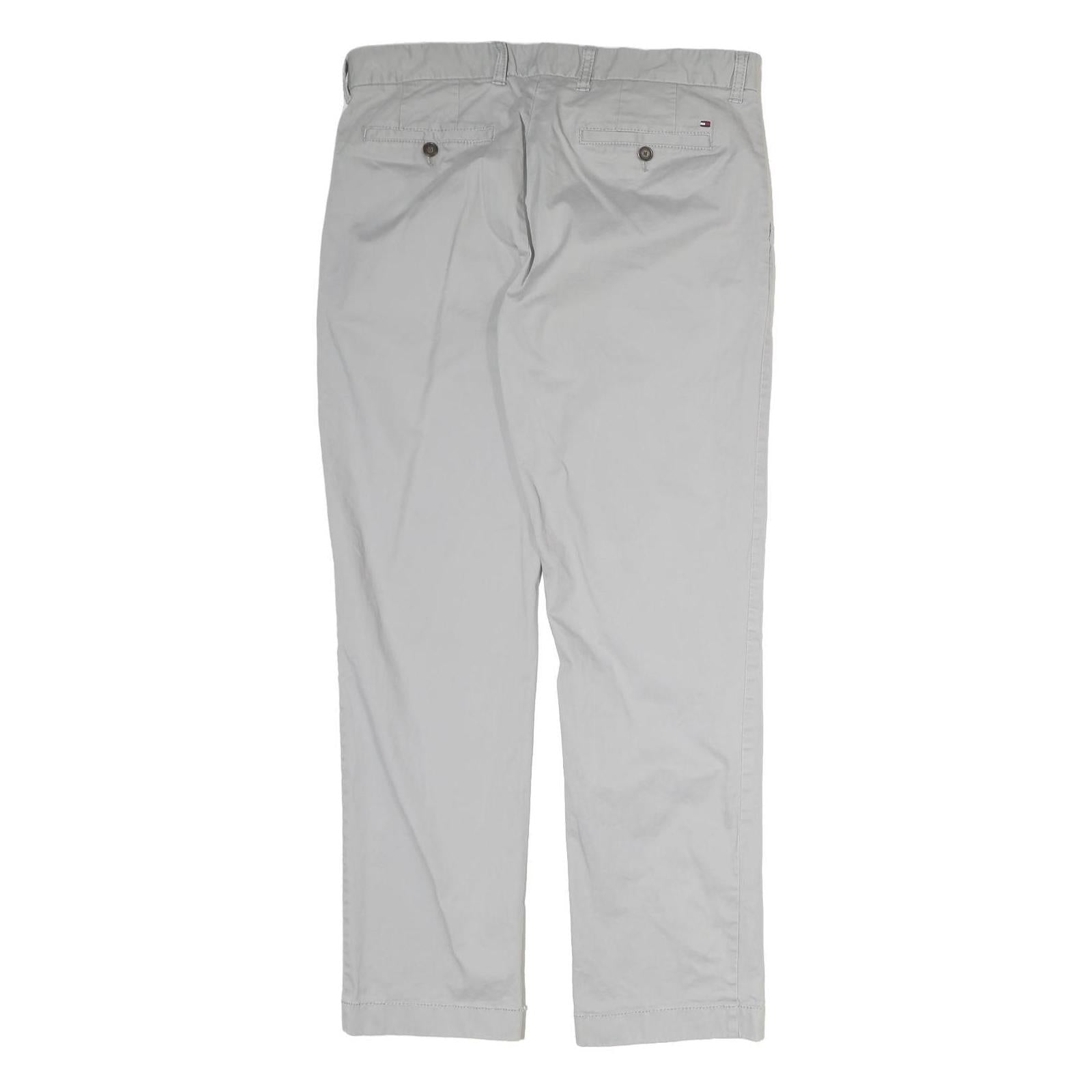 TOMMY HILFIGER Mens Cotton Beige Regular Straight Trousers W34 L31 Casual Wear