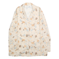 NIKKI Womens Beige & Brown Leaf Print Shirt XS Lightweight Casual Button Up