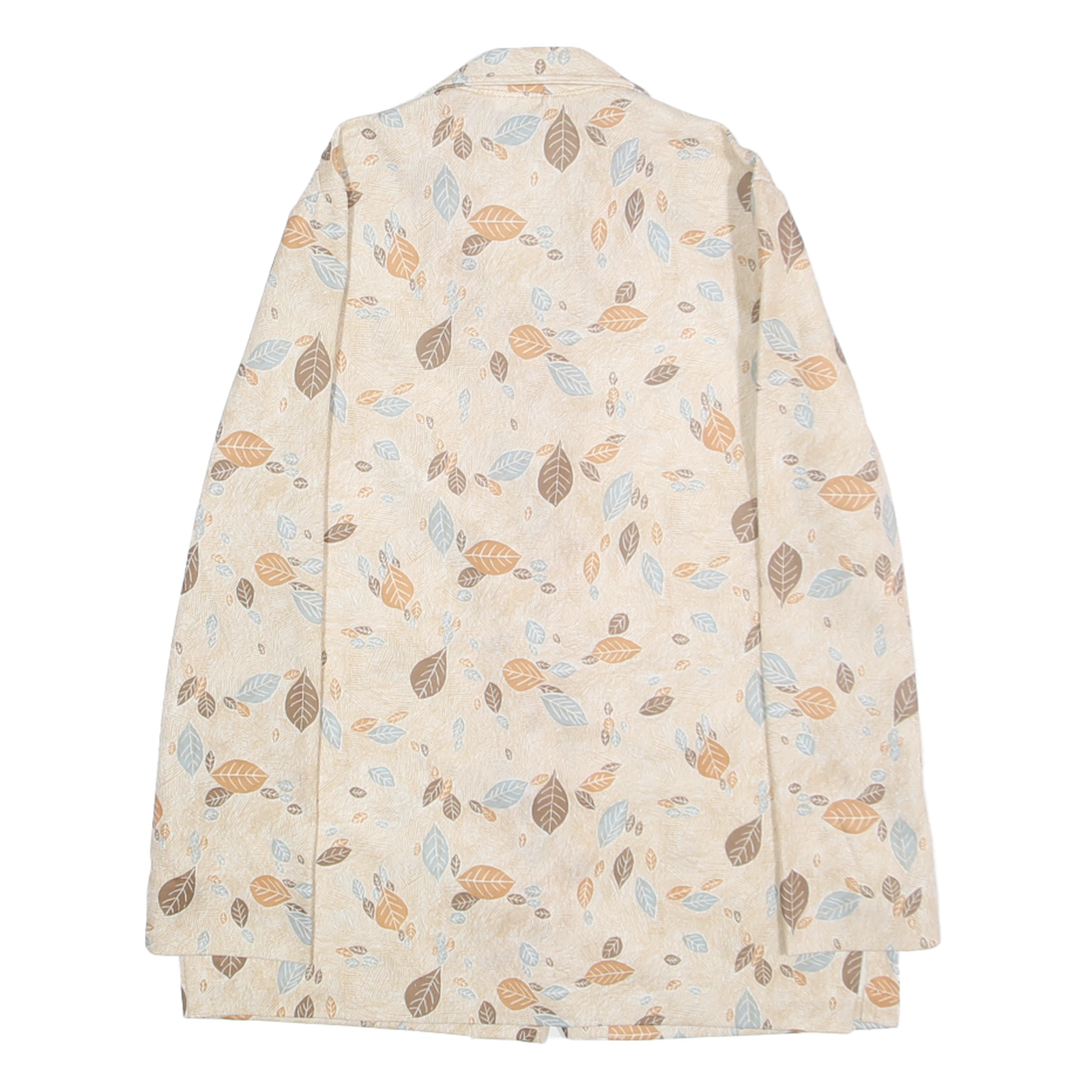 NIKKI Womens Beige & Brown Leaf Print Shirt XS Lightweight Casual Button Up