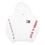 TOMMY JEANS Womens White Flag Graphic Pullover Hoodie S Cotton Casual