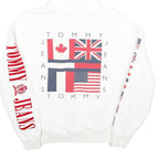 TOMMY JEANS Womens White Flag Graphic Pullover Hoodie S Cotton Casual