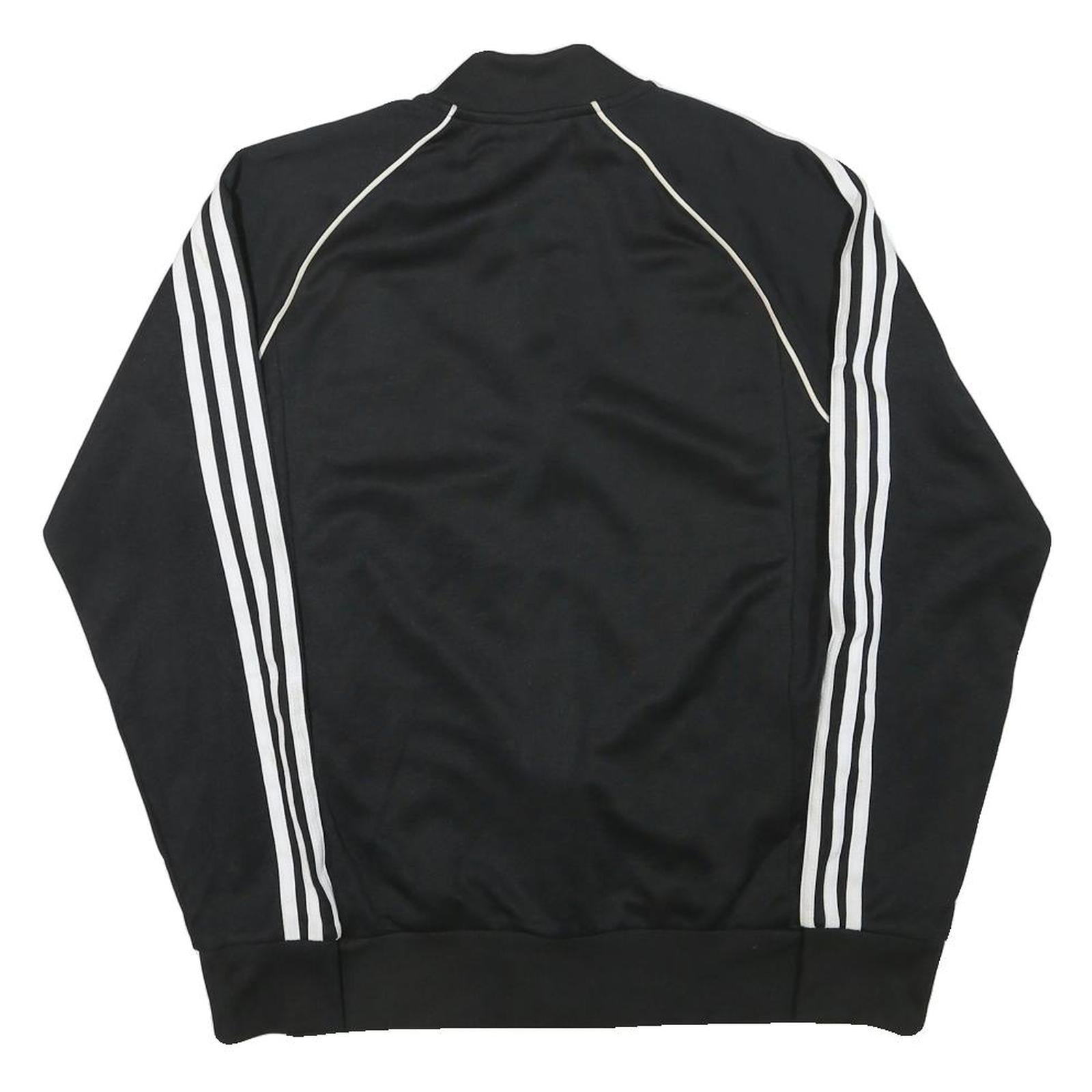ADIDAS Mens Black & White Sports Track Jacket M Polyester Blend Zip Classic