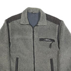 WIKLAND Mens Grey Quilted Synthetic Zip Jacket L Fleece Patterned Hem Outdoor