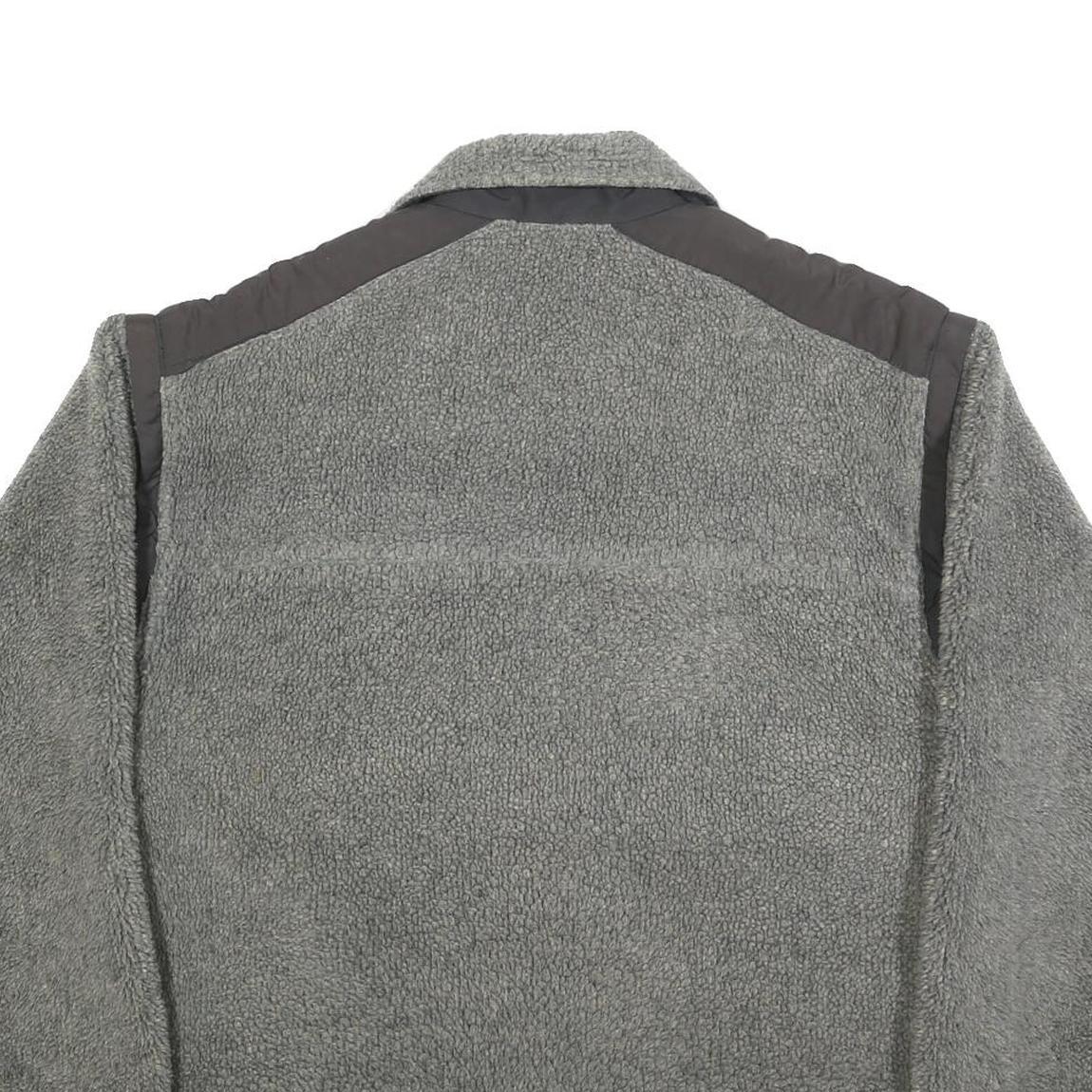 WIKLAND Mens Grey Quilted Synthetic Zip Jacket L Fleece Patterned Hem Outdoor