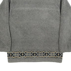 WIKLAND Mens Grey Quilted Synthetic Zip Jacket L Fleece Patterned Hem Outdoor