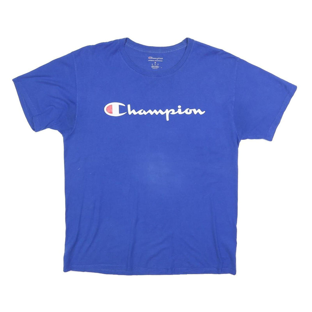 CHAMPION Mens Blue Graphic T-Shirt M Short Sleeve Crew Neck Cotton Blend