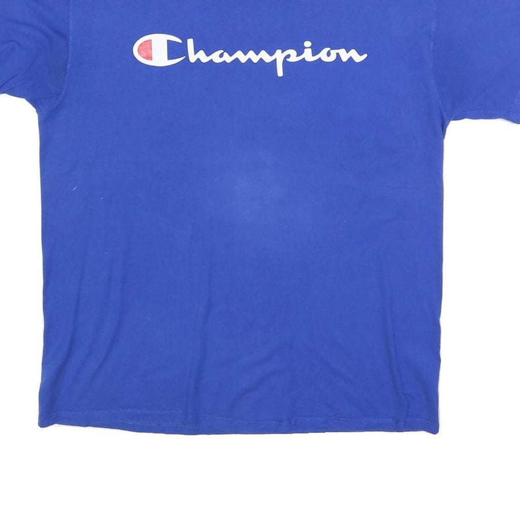 CHAMPION Mens Blue Graphic T-Shirt M Short Sleeve Crew Neck Cotton Blend