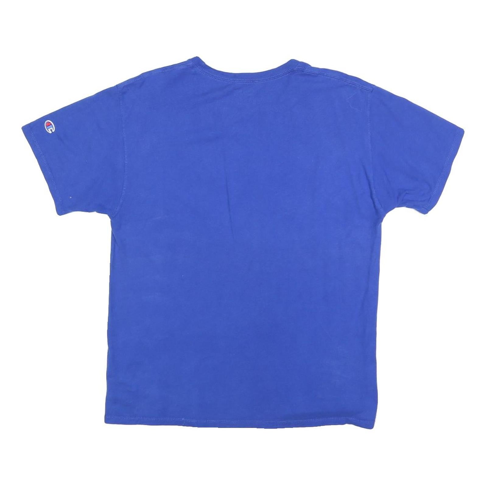 CHAMPION Mens Blue Graphic T-Shirt M Short Sleeve Crew Neck Cotton Blend