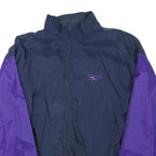 REEBOK Mens Navy & Purple Sports Track Jacket L Polyester Blend Colourblock