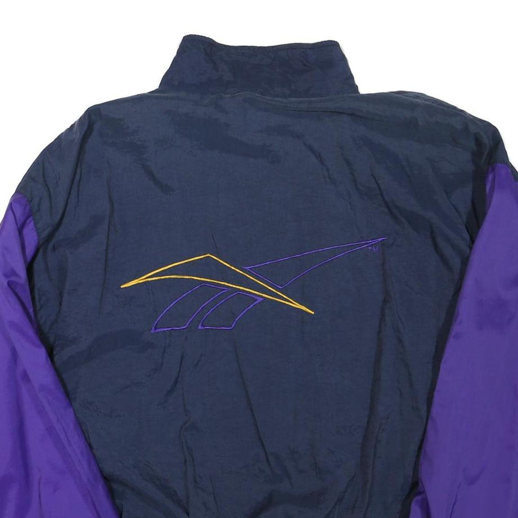 REEBOK Mens Navy & Purple Sports Track Jacket L Polyester Blend Colourblock