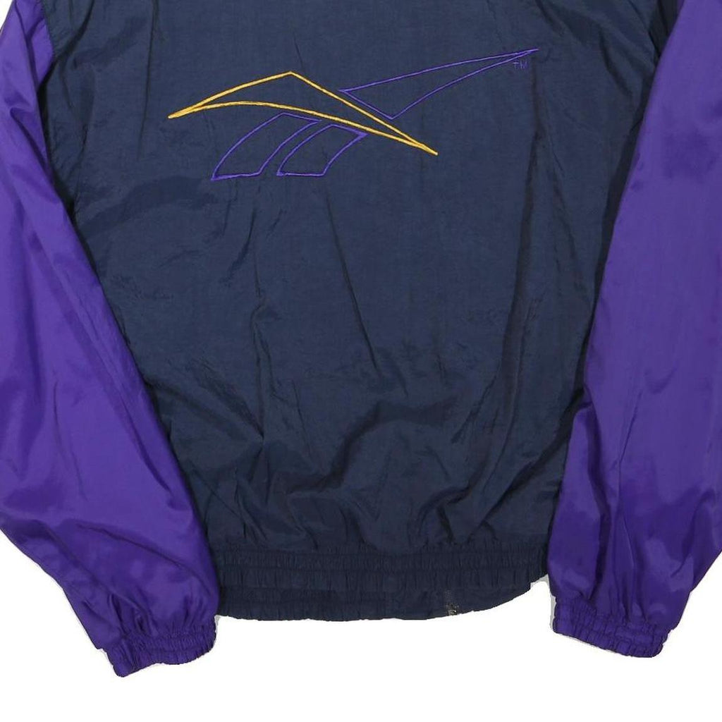 REEBOK Mens Navy & Purple Sports Track Jacket L Polyester Blend Colourblock