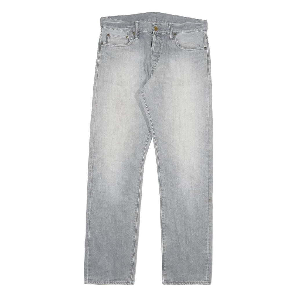 CARHARTT Mens Grey Regular Straight Denim Cotton Blend Light W32 L32 Button