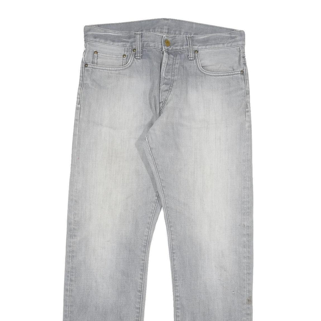 CARHARTT Mens Grey Regular Straight Denim Cotton Blend Light W32 L32 Button