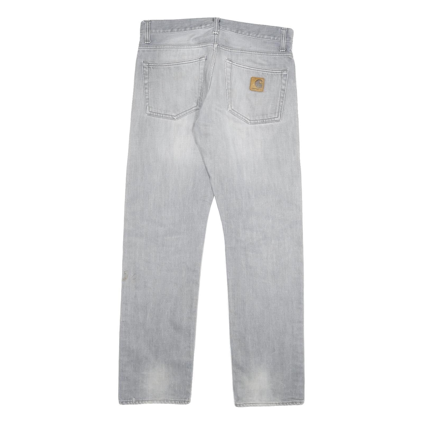 CARHARTT Mens Grey Regular Straight Denim Cotton Blend Light W32 L32 Button