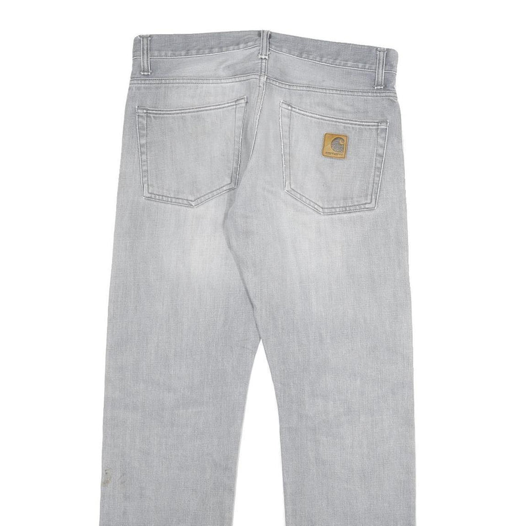 CARHARTT Mens Grey Regular Straight Denim Cotton Blend Light W32 L32 Button