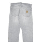 CARHARTT Mens Grey Regular Straight Denim Cotton Blend Light W32 L32 Button