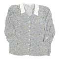 TRU BLOUSE Womens White Black Yellow Floral Print Blouse Long Sleeve Collared L