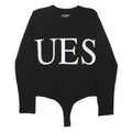 GUESS Womens Black Cotton Blend Playsuit XL Logo Print Long Sleeve Bodysuit