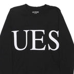 GUESS Womens Black Cotton Blend Playsuit XL Logo Print Long Sleeve Bodysuit