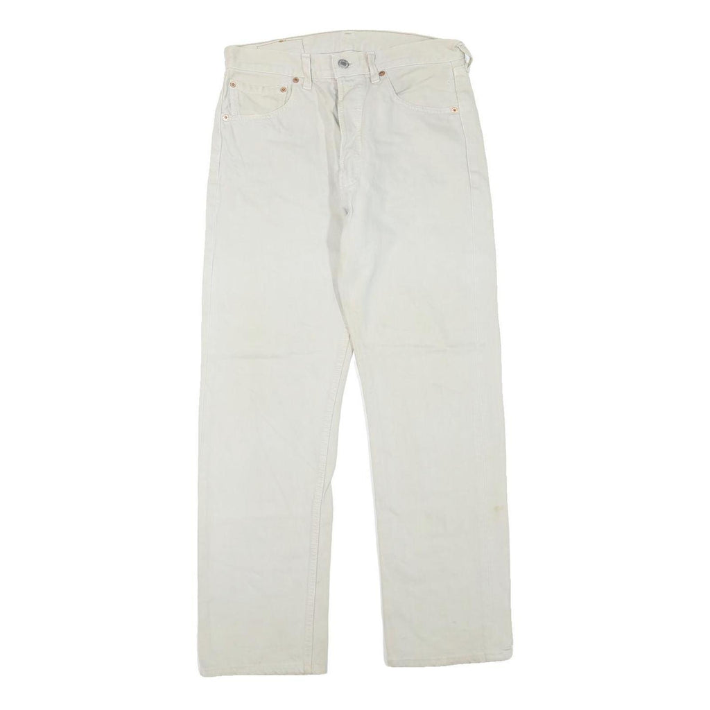 LEVI'S 501 Mens Regular White Jeans Denim Cotton Blend Button W30 L28 Classic