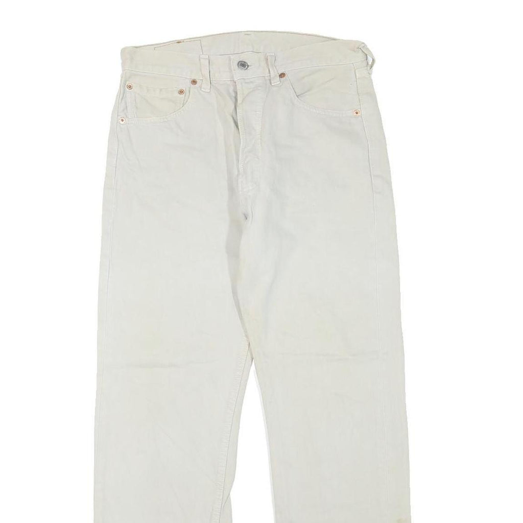 LEVI'S 501 Mens Regular White Jeans Denim Cotton Blend Button W30 L28 Classic