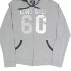 LONSDALE Womens Grey Hoodie L Zip Front Drawstring Hood Casual Sweatshirt