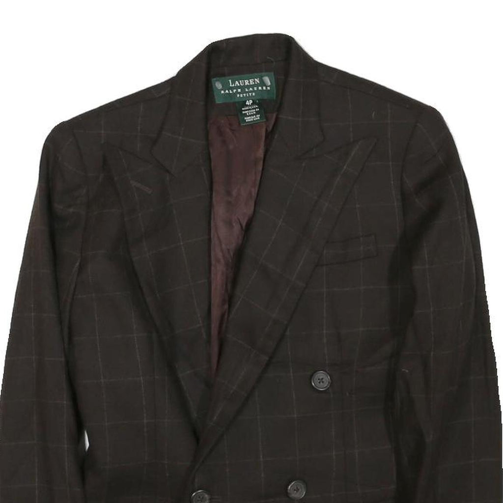 LAUREN RALPH LAUREN Womens Brown & Maroon Double Breasted Jacket S Cotton Blend