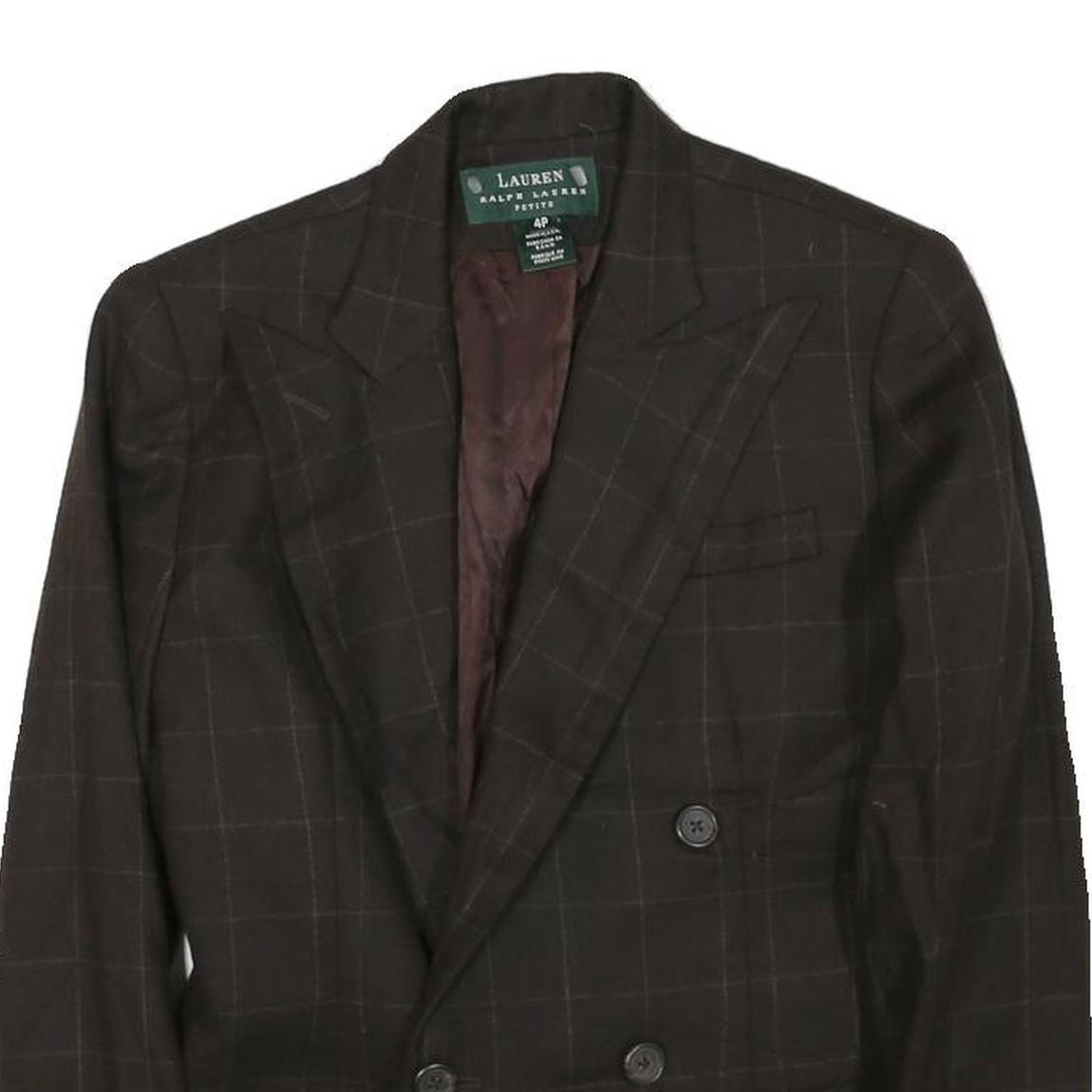 LAUREN RALPH LAUREN Womens Brown & Maroon Double Breasted Jacket S Cotton Blend