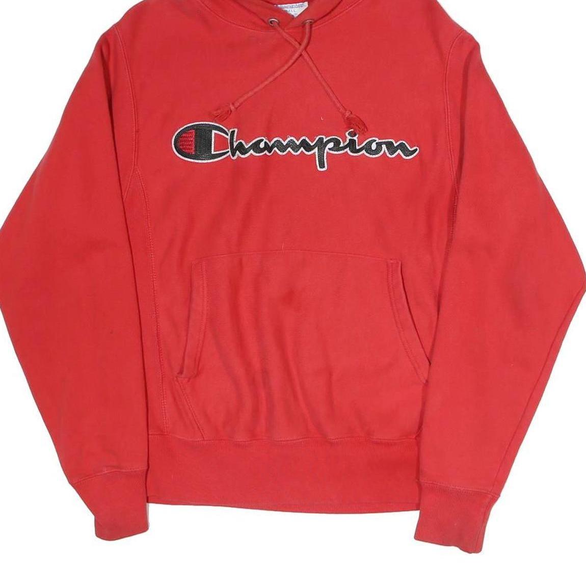 CHAMPION REVERSE WEAVE Mens Red Hoodie S Cotton Blend Pullover Casual