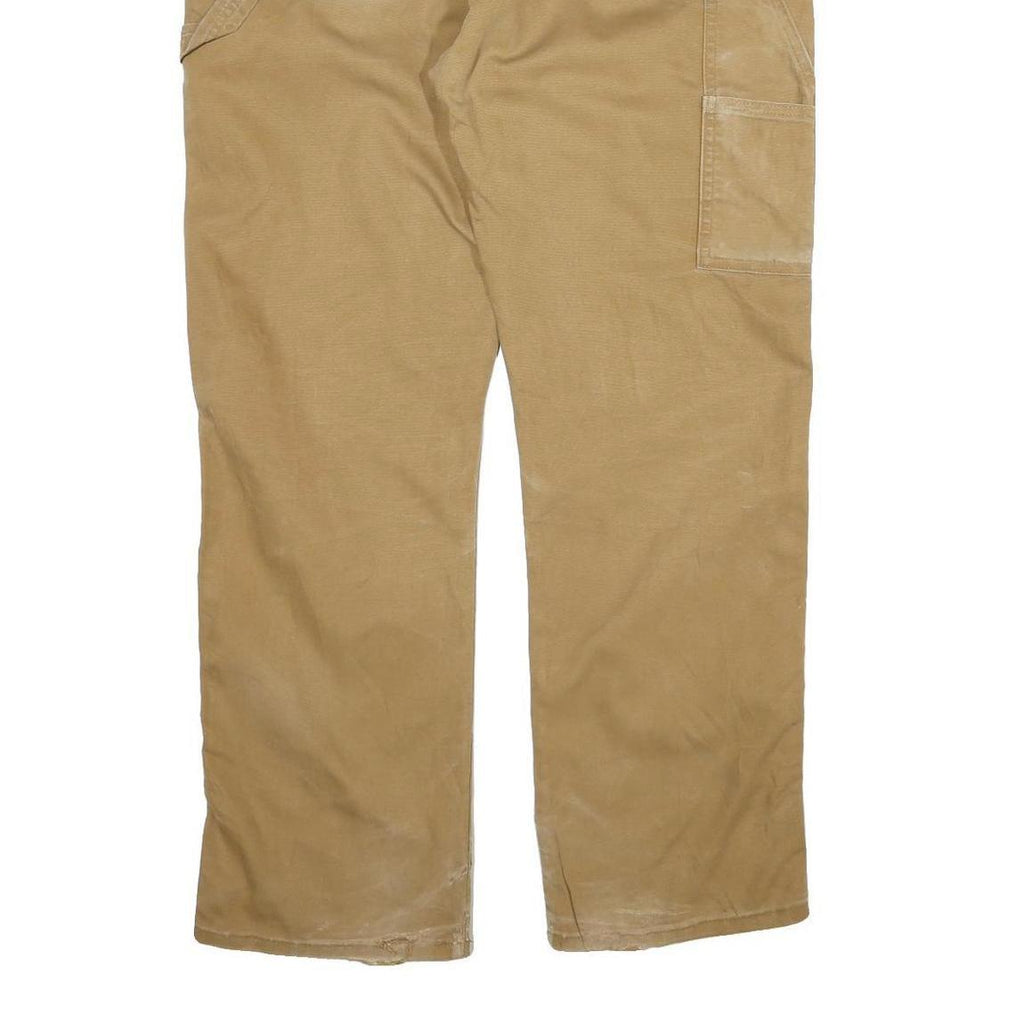 DICKIES Mens Cotton Beige Regular Straight Trousers W38 L32 Workwear Zip Closure