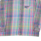 Mens Pastel Green & Pink Check Shirt XL Cotton Casual Long Sleeve Button