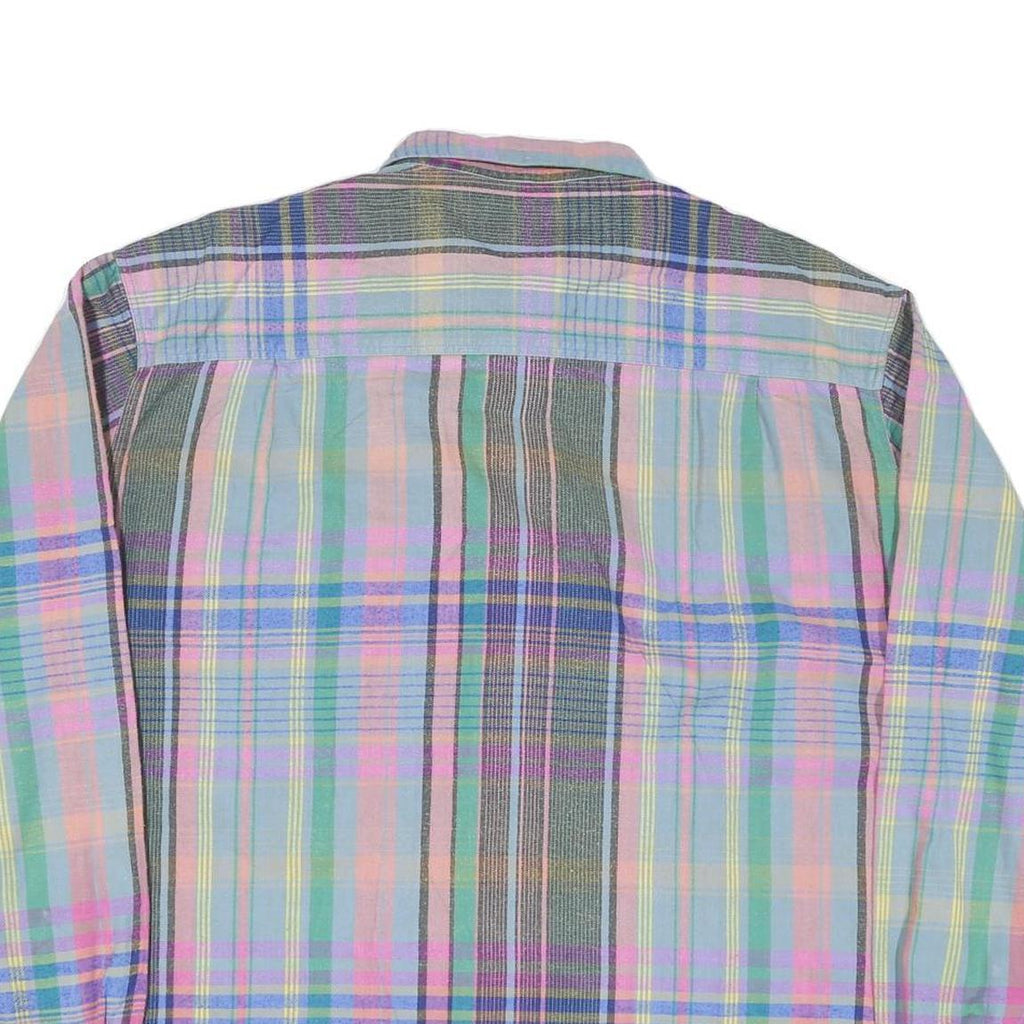 Mens Pastel Green & Pink Check Shirt XL Cotton Casual Long Sleeve Button