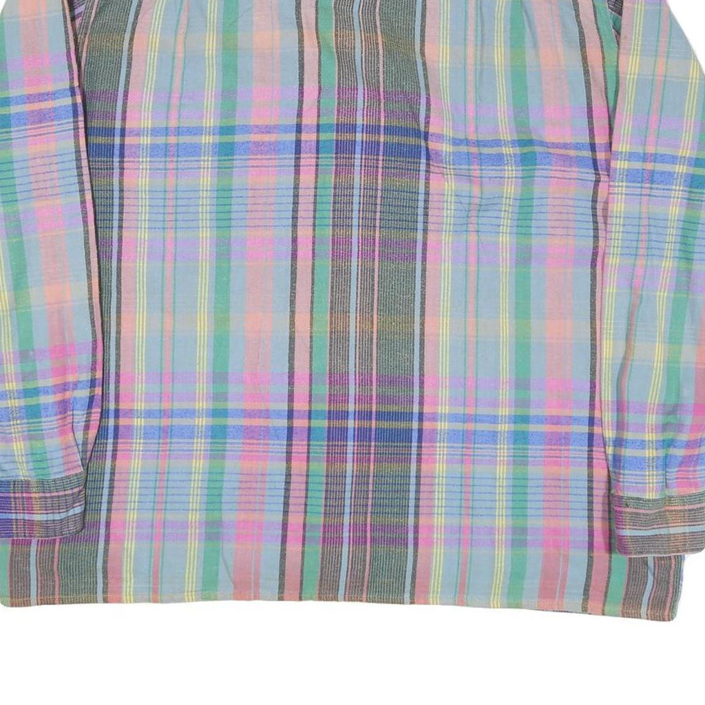 Mens Pastel Green & Pink Check Shirt XL Cotton Casual Long Sleeve Button